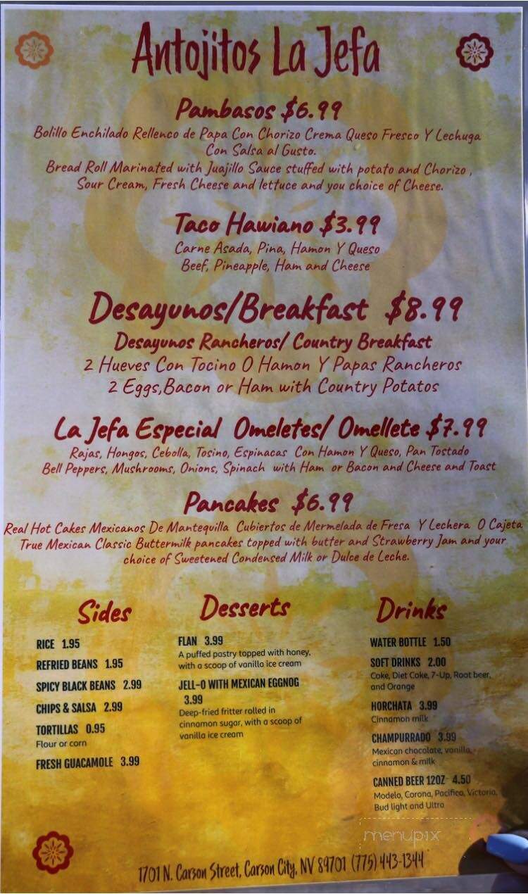 Antojitos La Jefa - Carson City, NV menu_pic