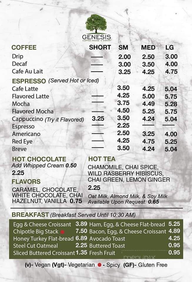 Genesis Coffee House & Eatery - Lexington, KY menu_pic