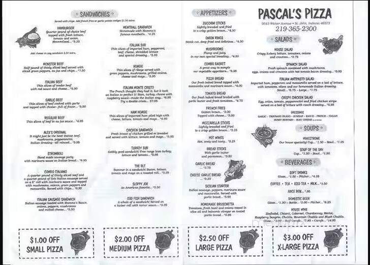 Pasquale's Pizza & Pasta - Saint John, IN