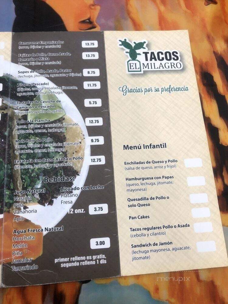 Restaurant El Milagro - Oklahoma City, OK menu_pic