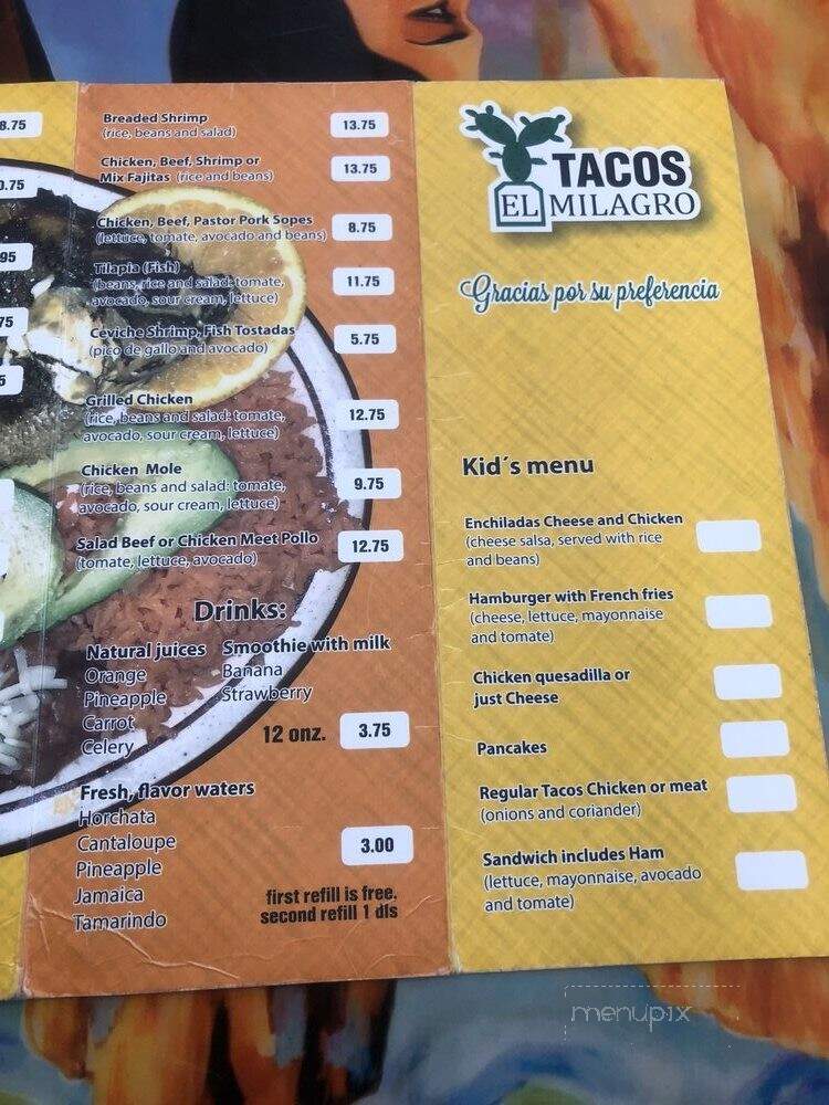Restaurant El Milagro - Oklahoma City, OK menu_pic