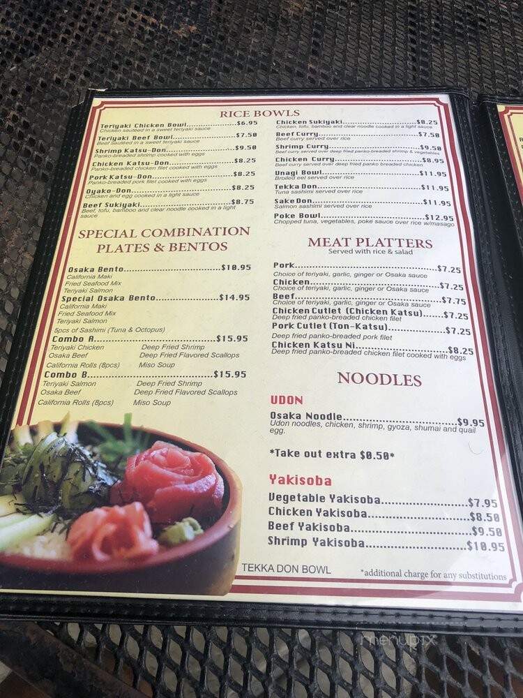 Osaka Japanese Food & Sushi - San Diego, CA menu_pic