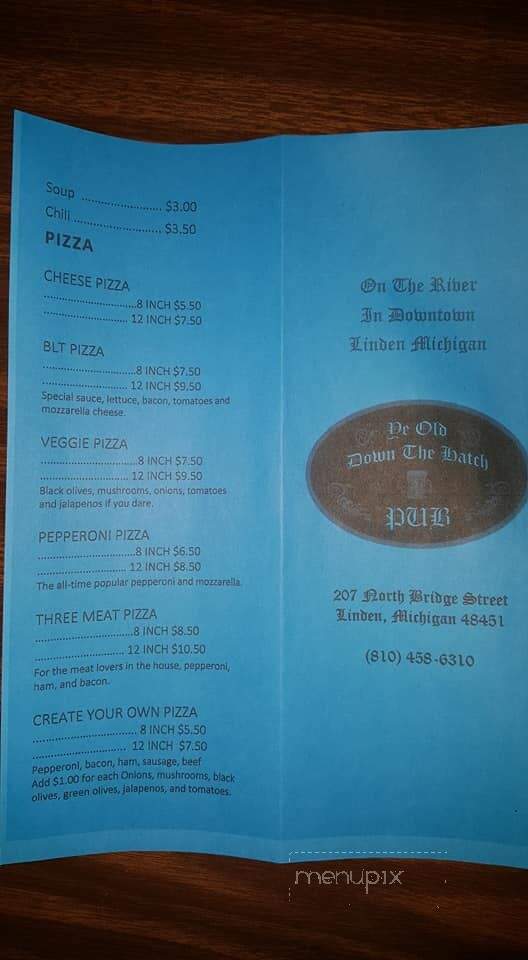 Down The Hatch Pub - Linden, MI menu_pic