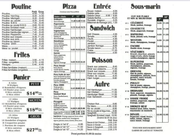 Dixie 2000 - Paquetville, NB menu_pic