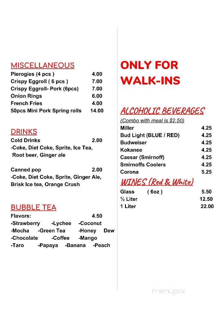Canton Buffet - Winnipeg, MB menu_pic