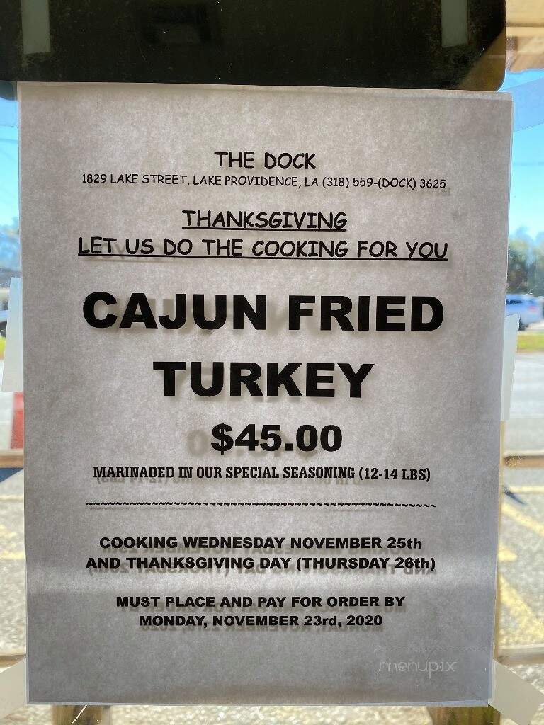 Dock - Lake Providence, LA menu_pic