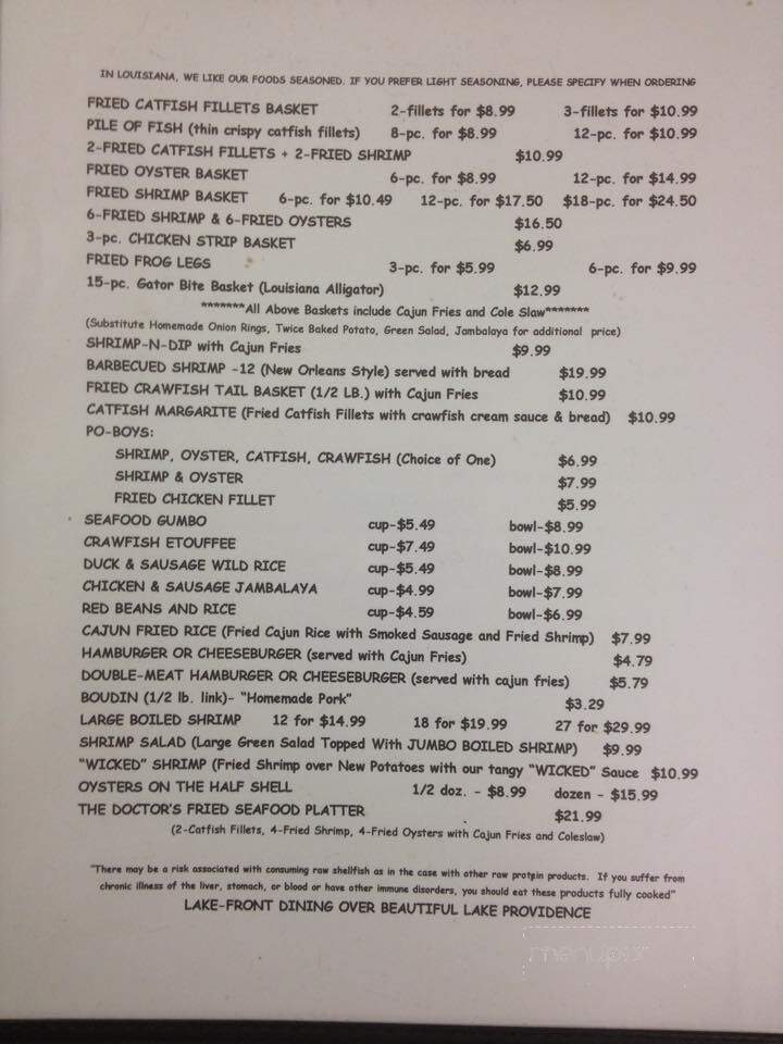 Dock - Lake Providence, LA menu_pic