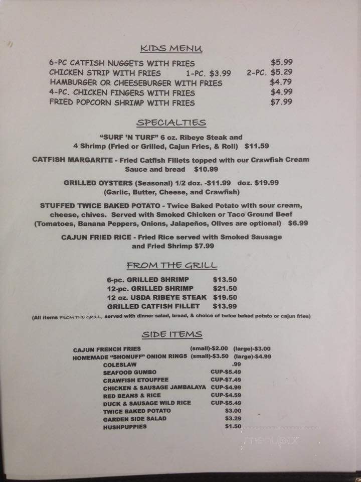 Dock - Lake Providence, LA menu_pic