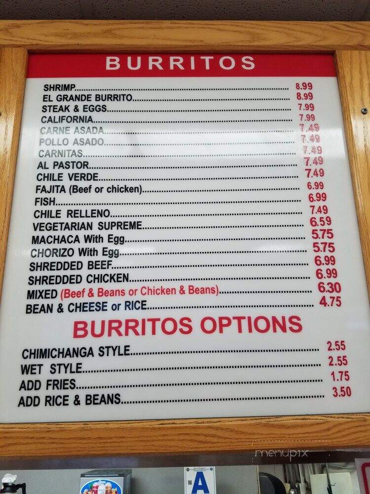 Rancho Villa's - El Cajon, CA menu_pic