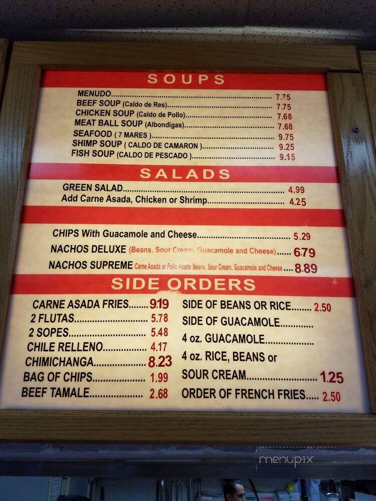 Rancho Villa's - El Cajon, CA menu_pic