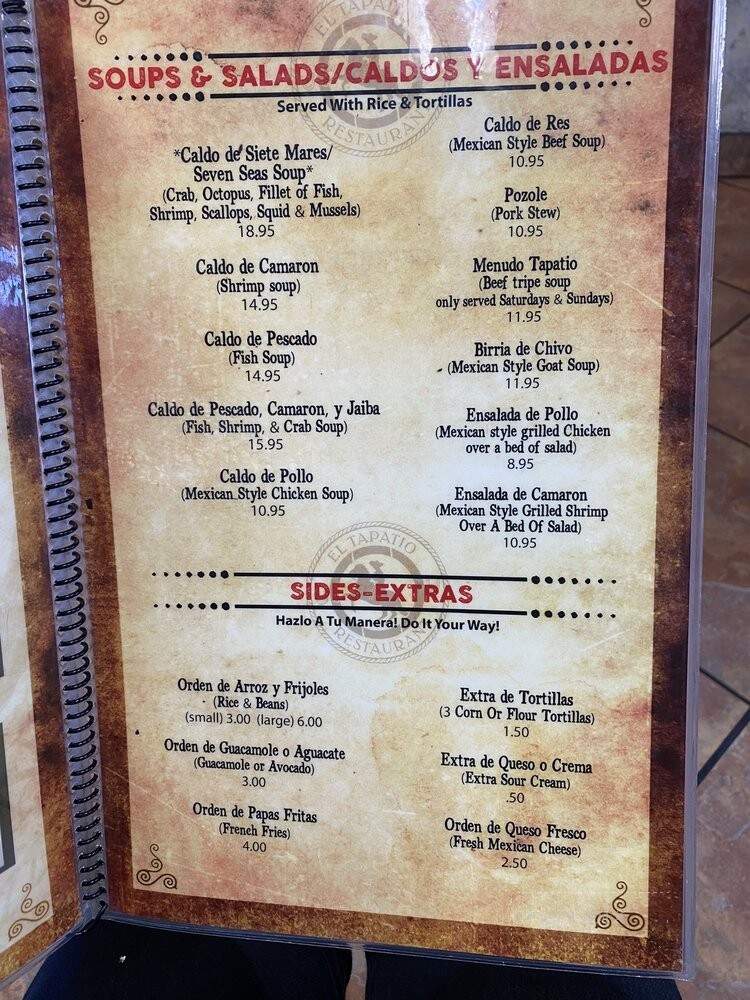 El Tapatio Restaurant - Richmond, CA menu_pic