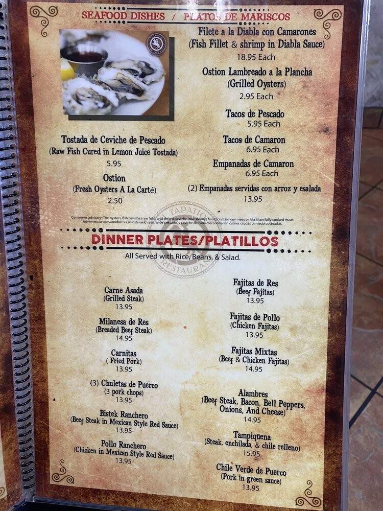 El Tapatio Restaurant - Richmond, CA menu_pic