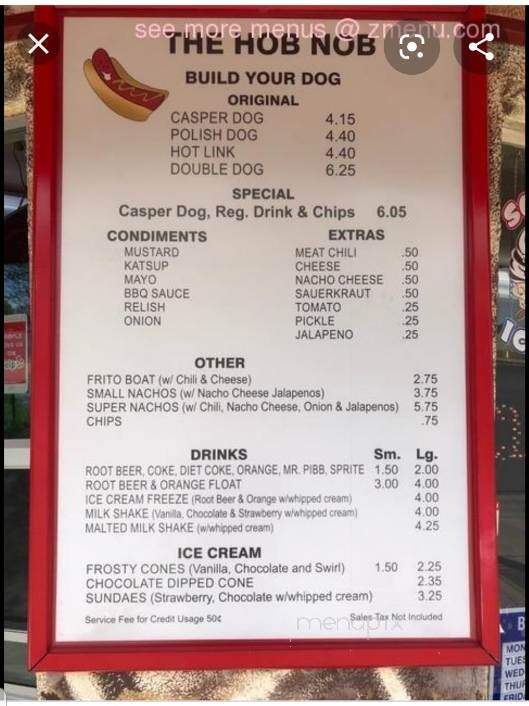 Hob Nob Hot Dogs - Manteca, CA menu_pic