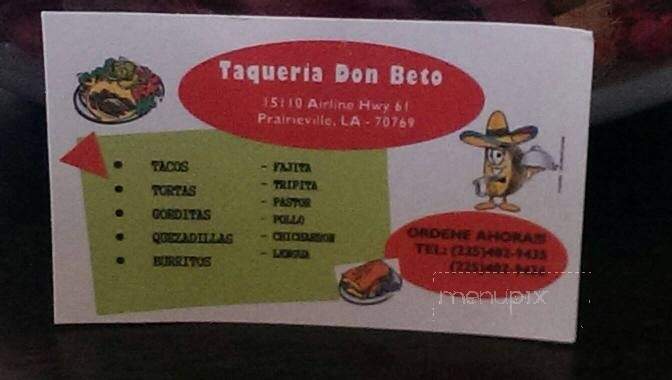 Taqueria Don Beto - Prairieville, LA menu_pic
