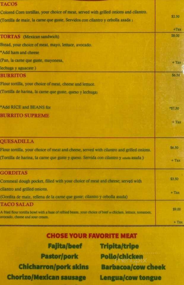 Taqueria Don Beto - Prairieville, LA menu_pic