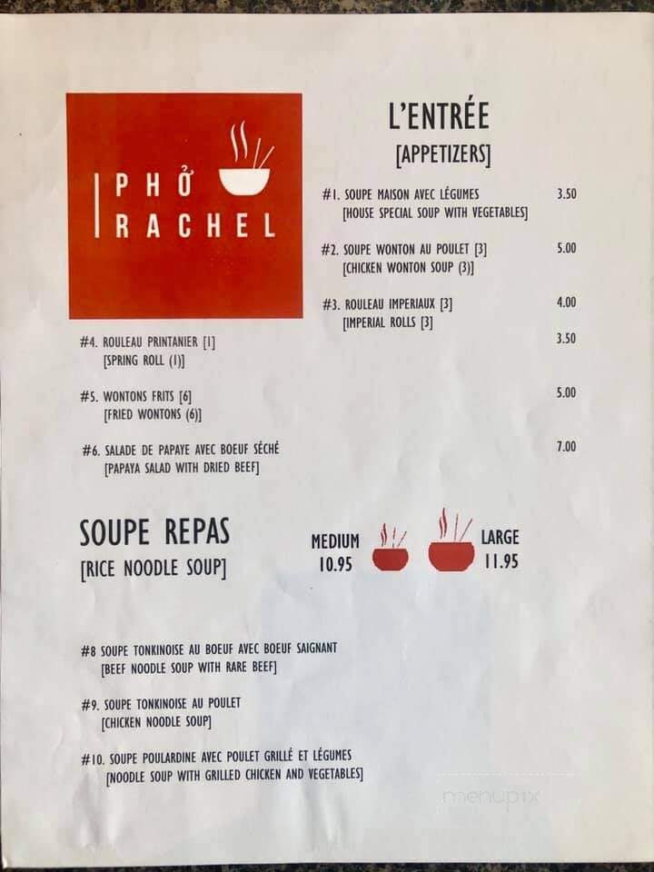 Pho Rachel - Montreal, QC menu_pic