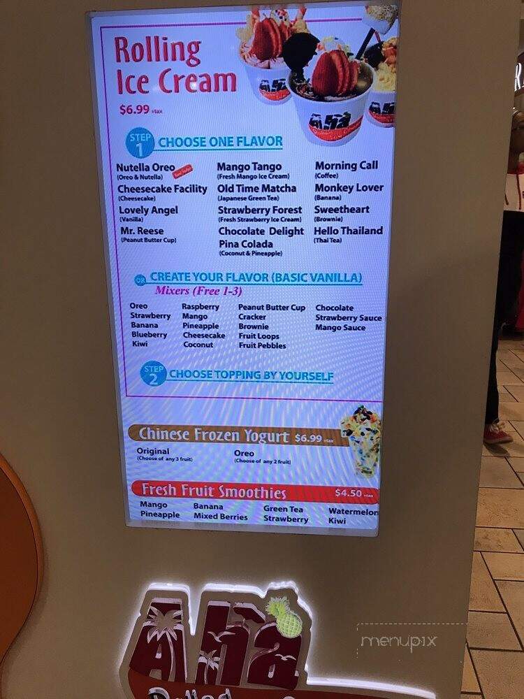 Aha Rolled Ice Cream - Indianapolis, IN menu_pic