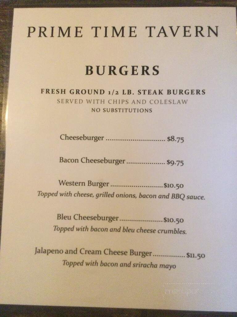 Prime Time Tavern - Madison, SD menu_pic