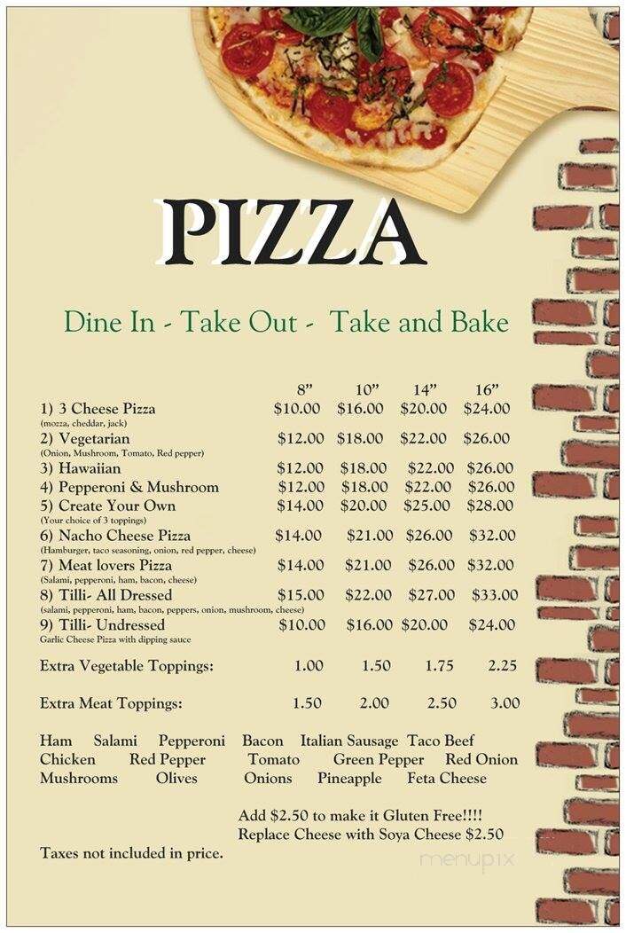 Tilli-Beans Bakery & Coffee Shop - Wolseley, SK menu_pic