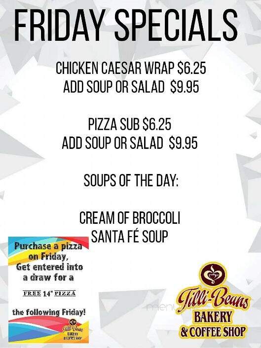 Tilli-Beans Bakery & Coffee Shop - Wolseley, SK menu_pic
