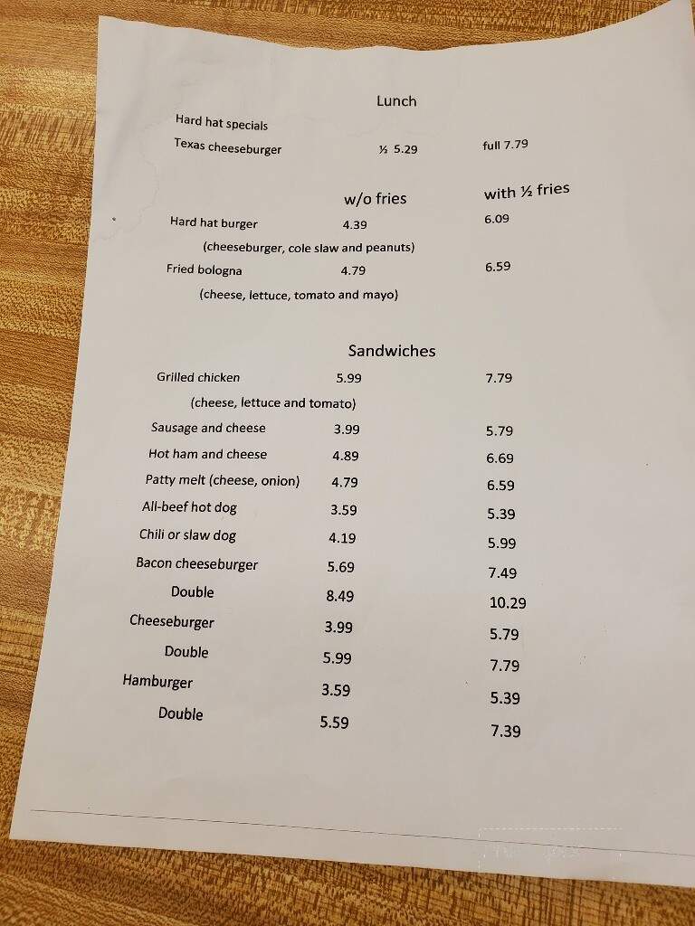 Hard Hat Restaurant - Wooster, OH menu_pic