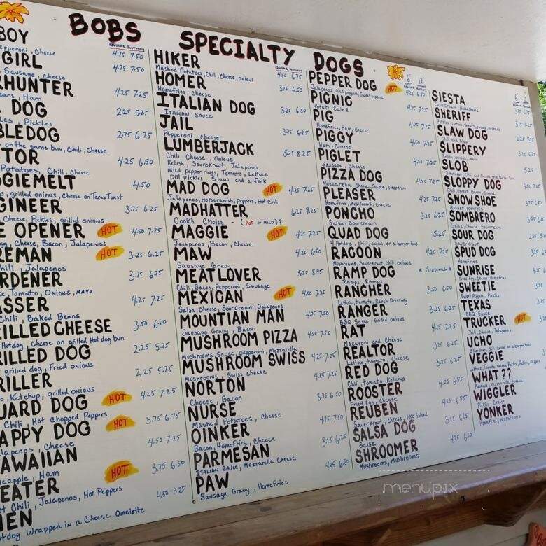 Bob's Hotdogs - Belington, WV menu_pic