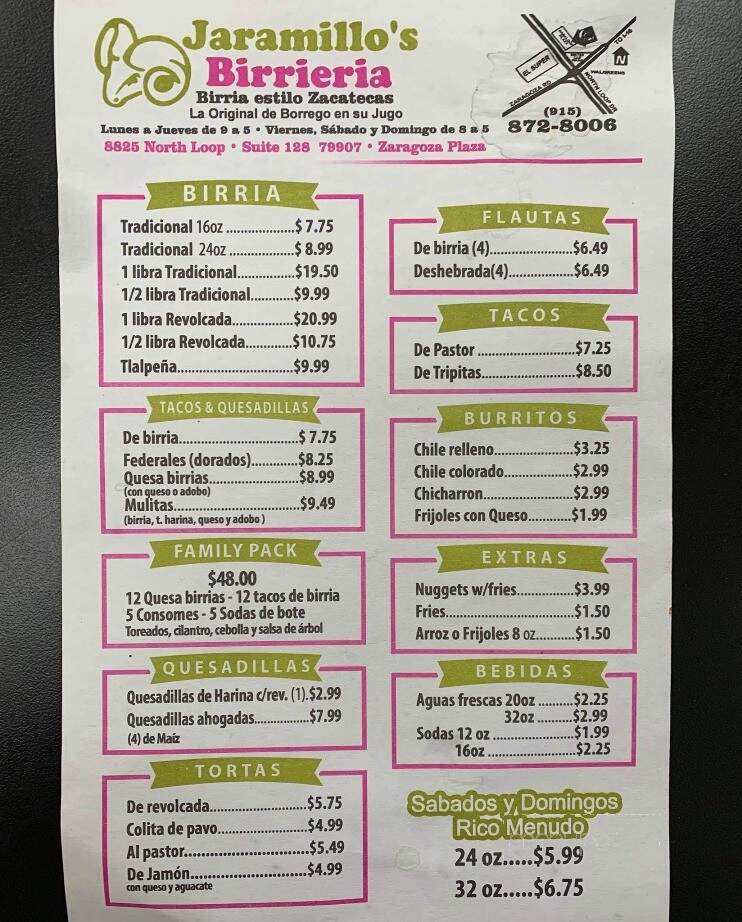 Birrieria Jaramillo - El Paso, TX menu_pic
