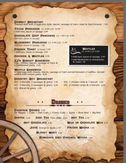 Z J's Steakhouse - Gorman, TX menu_pic