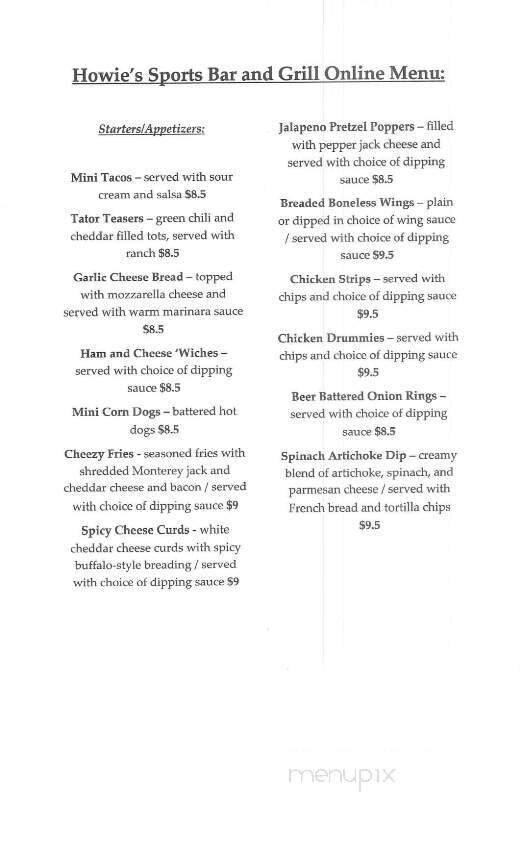 Howie's Bar - Saint Cloud, MN menu_pic