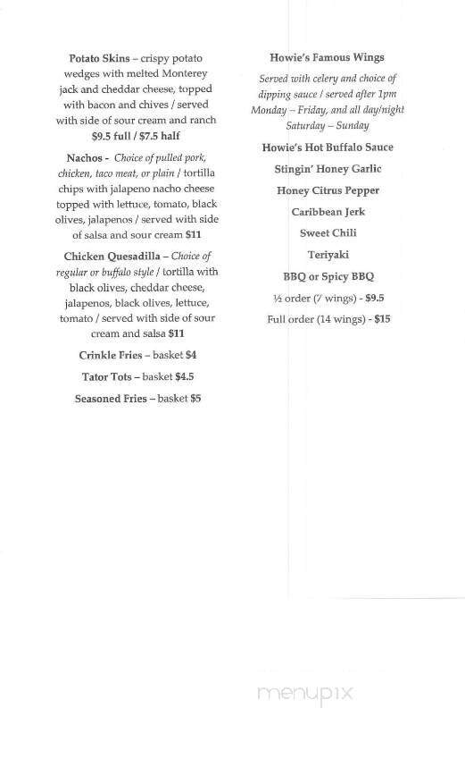 Howie's Bar - Saint Cloud, MN menu_pic