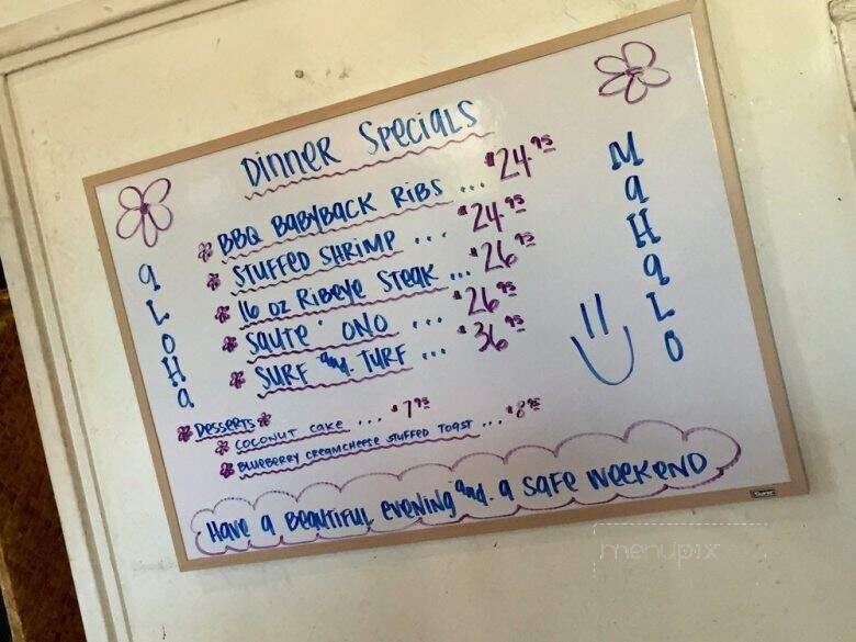 Kualapuu Cookhouse - Hoolehua, HI menu_pic