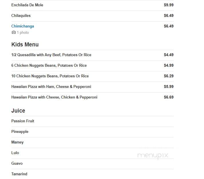 Mexico Lindo - Clearwater, FL menu_pic