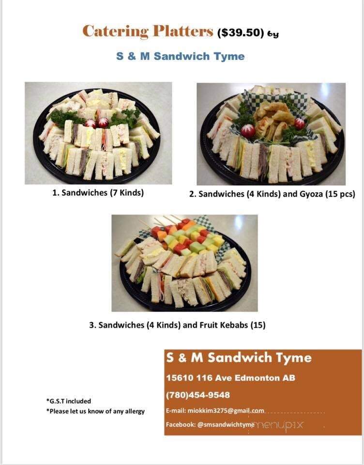 S & M Sandwich Tyme - Edmonton, AB menu_pic