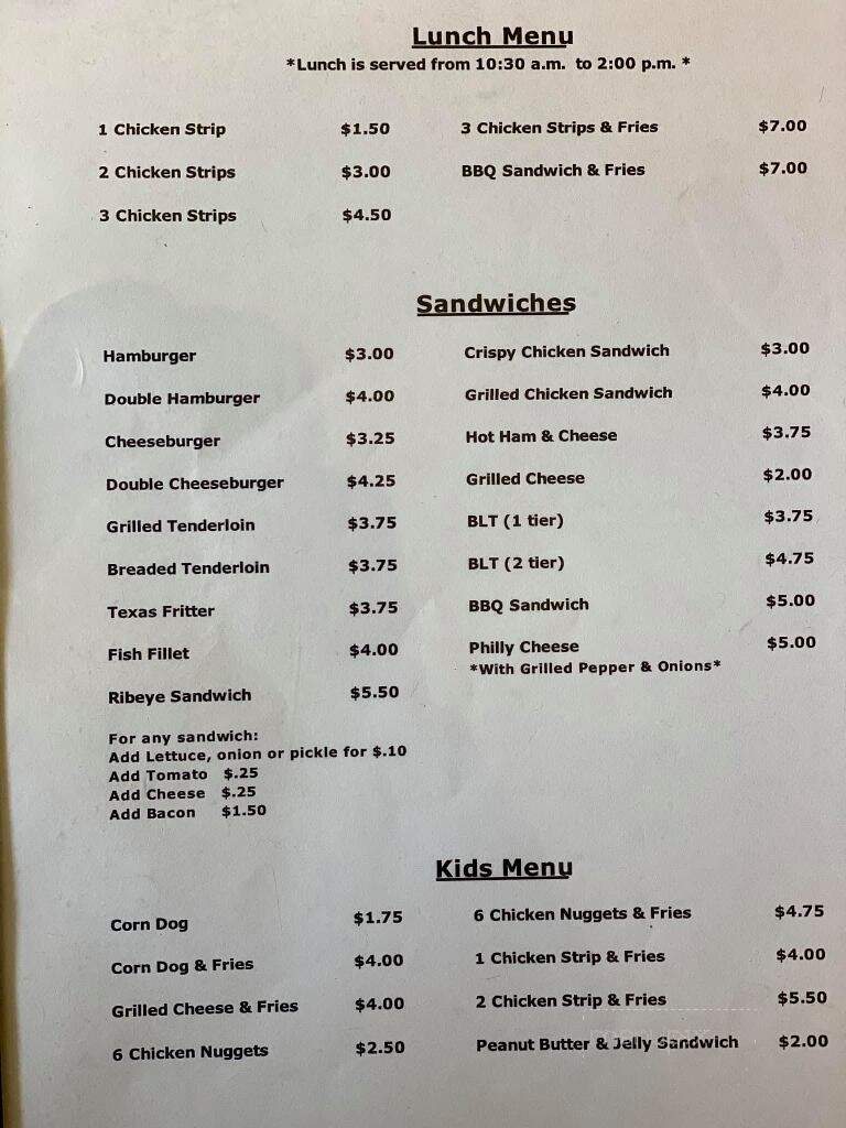 Penny's Cafe - Iuka, IL menu_pic