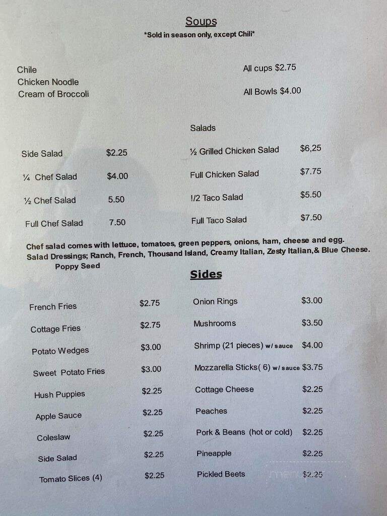 Penny's Cafe - Iuka, IL menu_pic