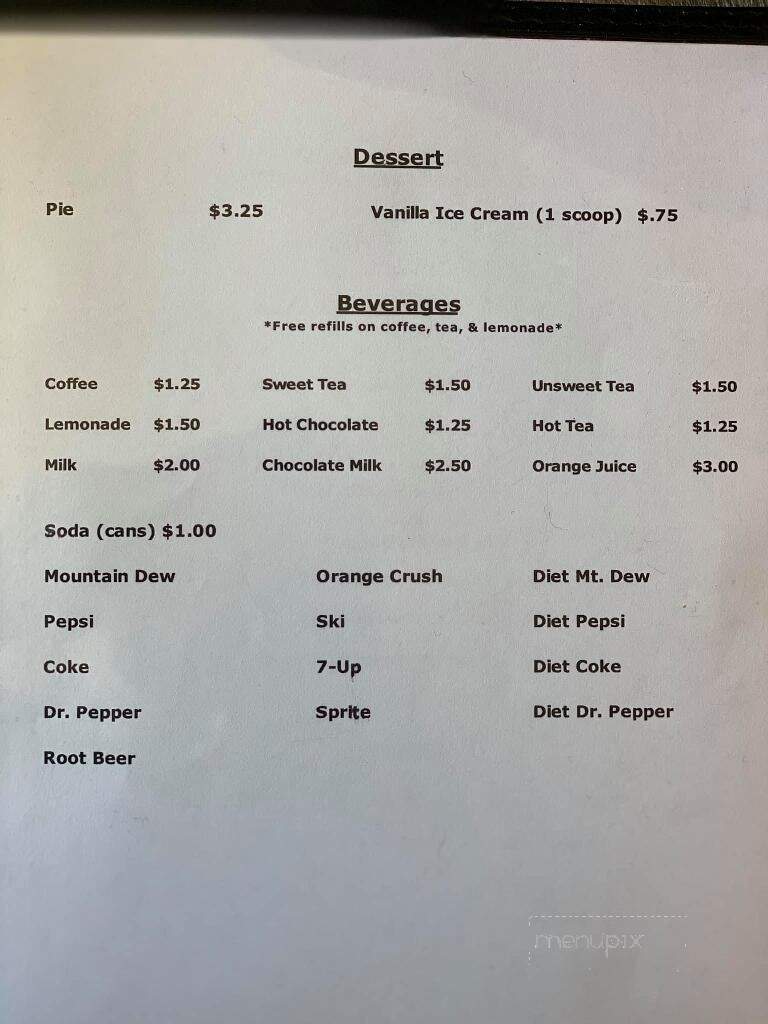 Penny's Cafe - Iuka, IL menu_pic