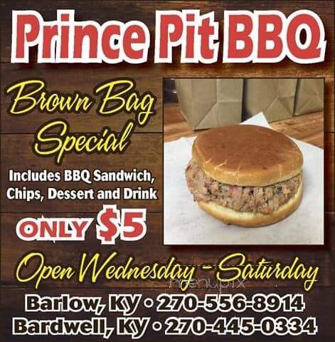 Prince BBQ - Bardwell, KY menu_pic