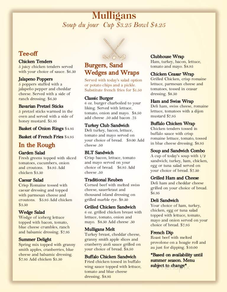 Mulligan's Restaurant - Inlet, NY menu_pic