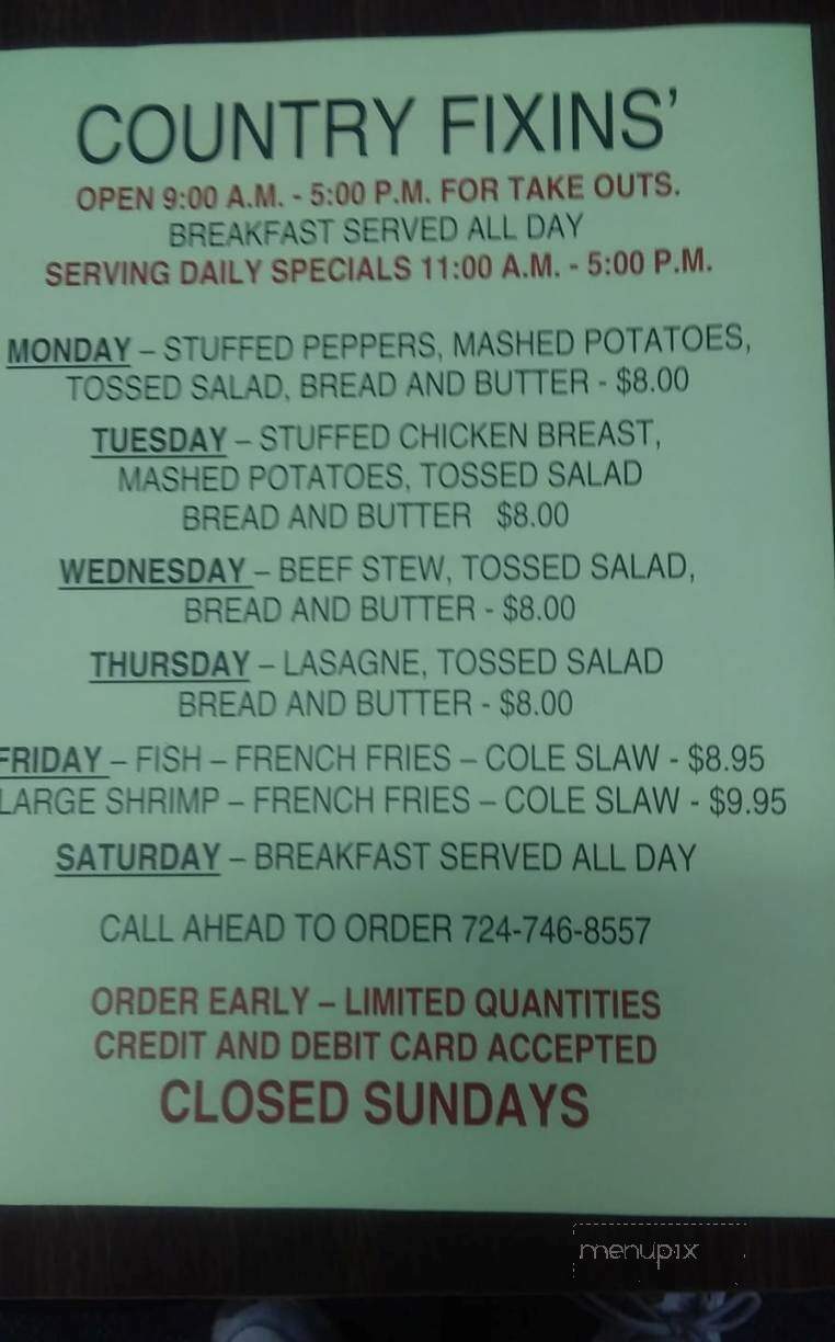Country Fixin's - Canonsburg, PA menu_pic