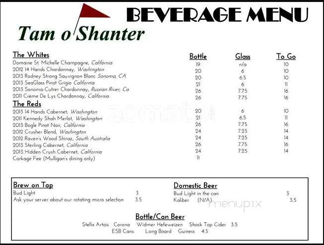 Mulligans Restaurant - Bellevue, WA menu_pic