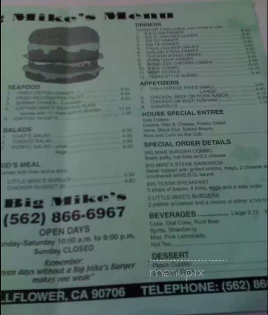 Big Mike's Restaurant - Bellflower, CA menu_pic