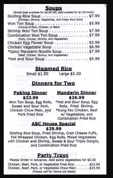 Abc Chinese Restaurant - Santa Rosa, CA menu_pic