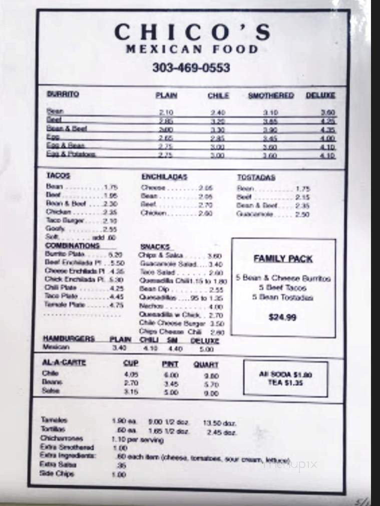 Chico's Mexican Food - Broomfield, CO menu_pic