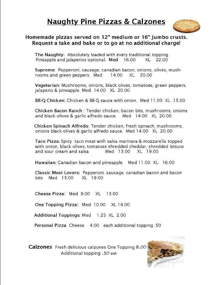 Naughty Pine Saloon - Trout Creek, MT menu_pic