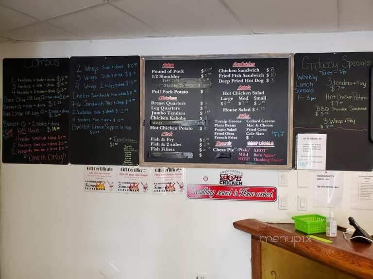 Granddaddy's Famous Hot Chicken - Nashville, TN menu_pic