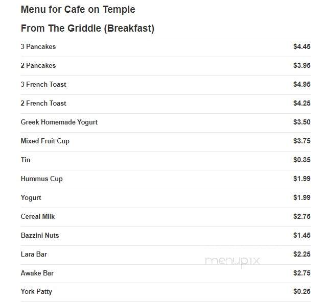 Cafe on Temple - New Haven, CT menu_pic