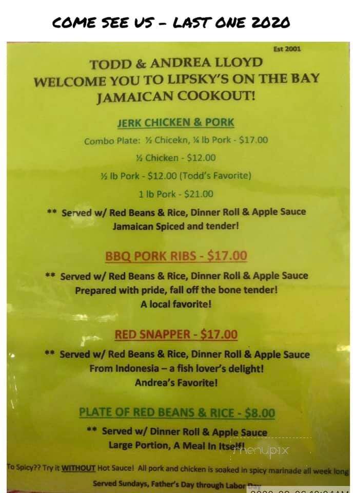 Lipsky's On the Bay - Luxemburg, WI menu_pic