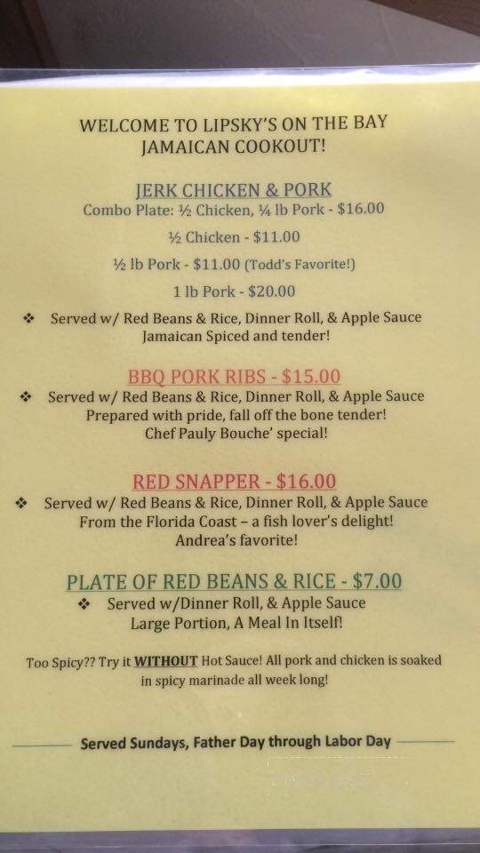 Lipsky's On the Bay - Luxemburg, WI menu_pic