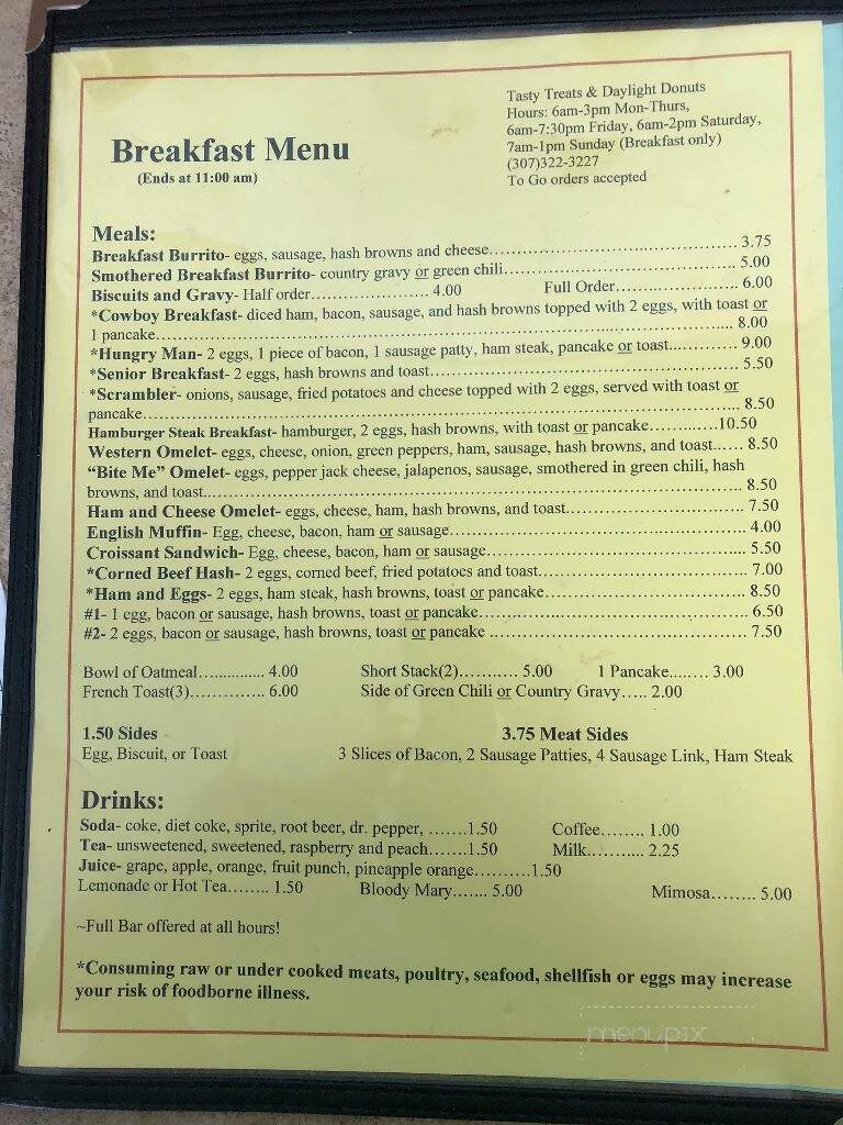 Tasty Treats - Wheatland, WY menu_pic