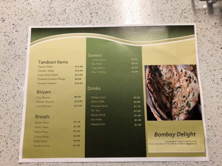 Bombay Delight - Sugar Land, TX menu_pic